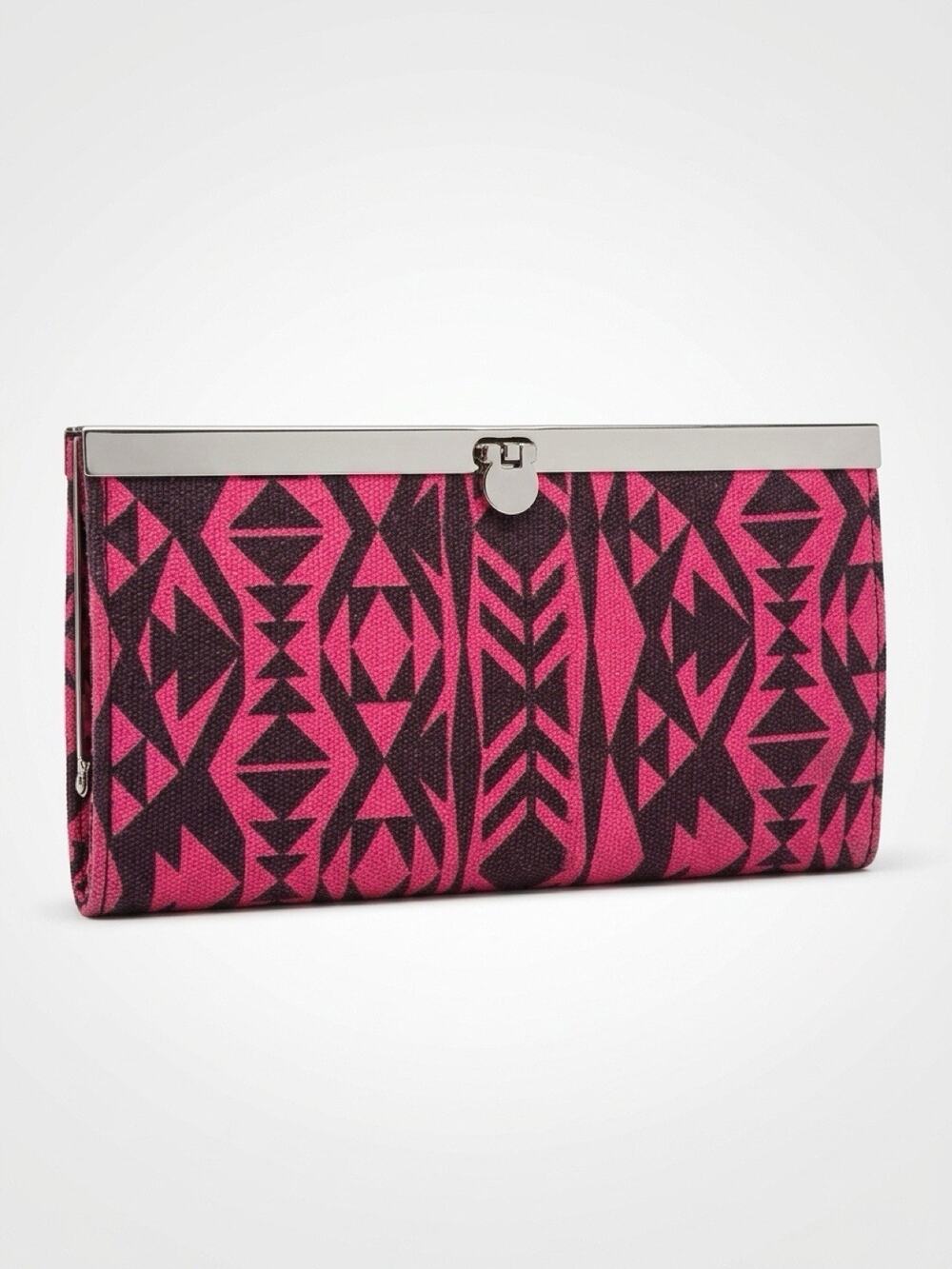 Vintage 80s Aztec Tribal Print Wallet Continental Clutch Boho Southwestern
